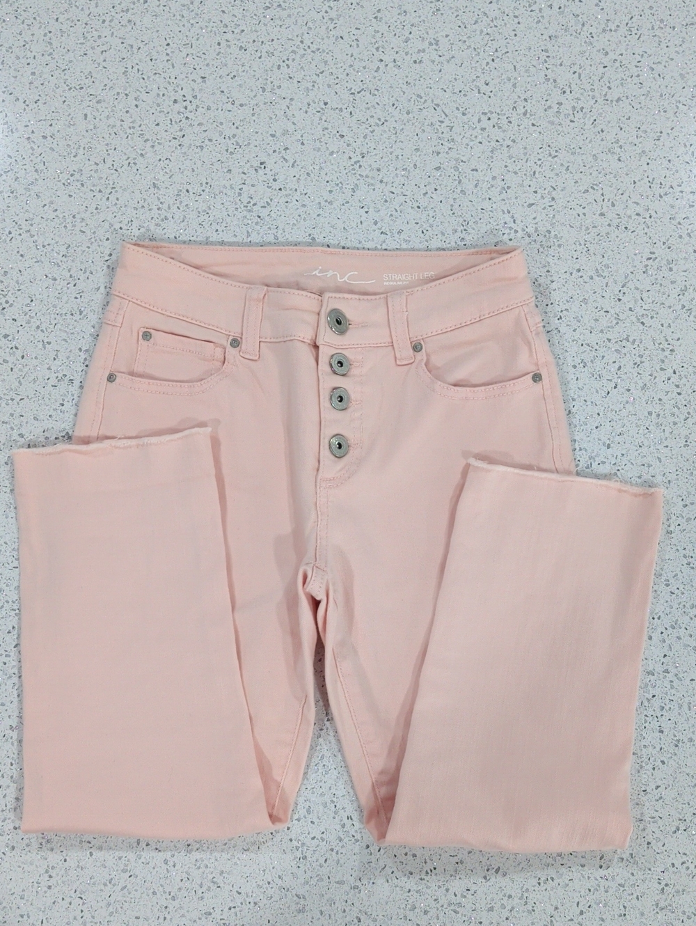 INC International Concepts Blush Pink Button-Fly Jeans/Capris